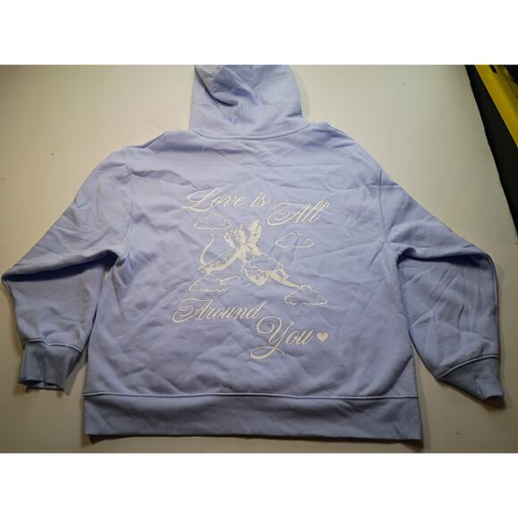 Wild Fable Light Blue Relaxed Fit Pullover Hoodie with Heart - Picture 7 of 7